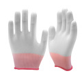 Ready Stock White Polyester Knit Pu Finger Coated Assembly gardening Safety Work PU Gloves